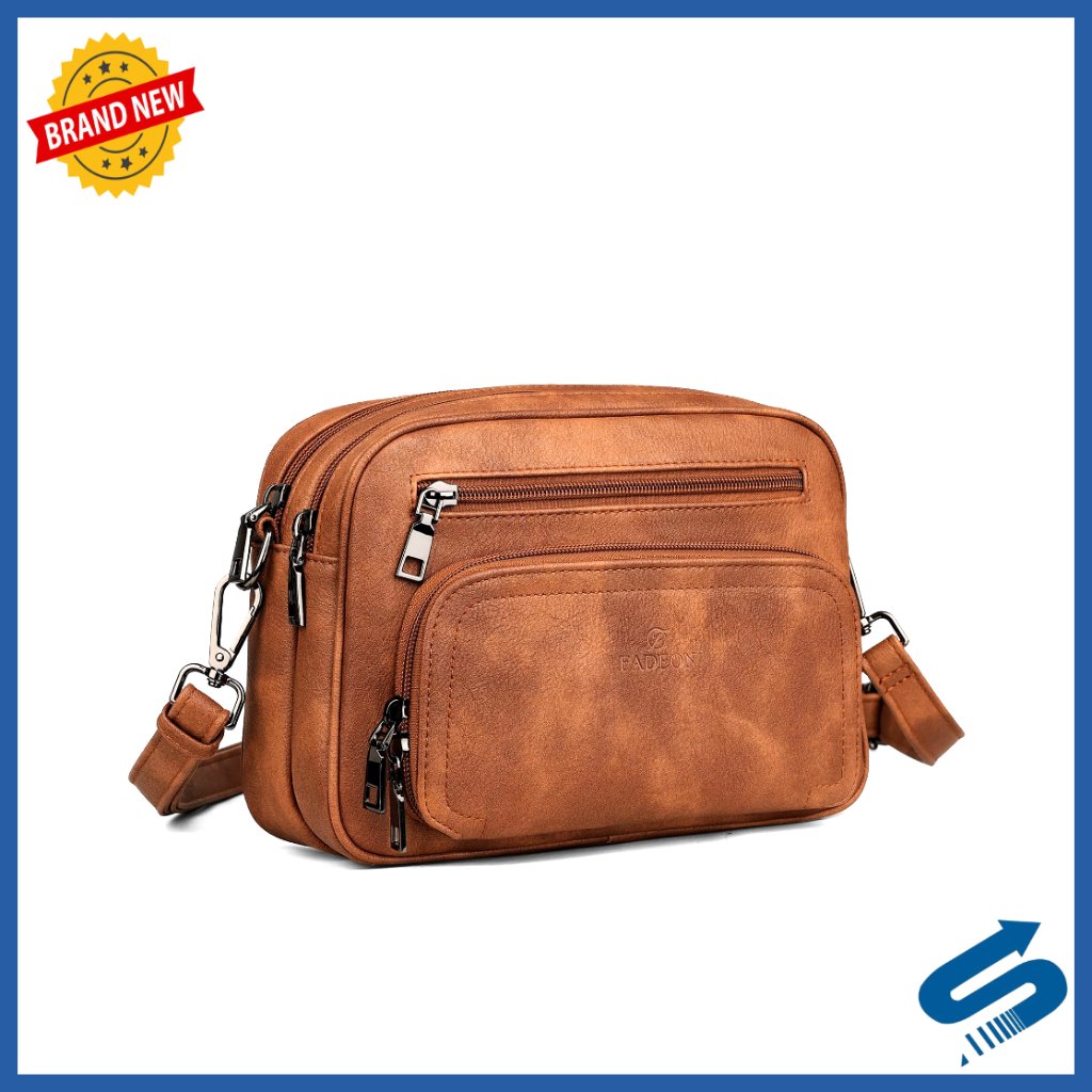 Leather Crossbody Bag Multi-Pocket Adjustable Strap Designer Purse Women